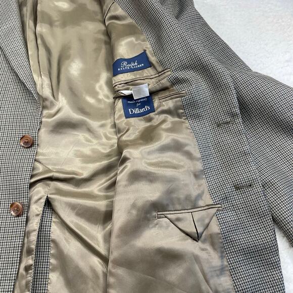 Ralph Lauren 42R Silk Wool Houndstooth Sport Coat Blazer Jacket Dillard’s Tan - Picture 7 of 8